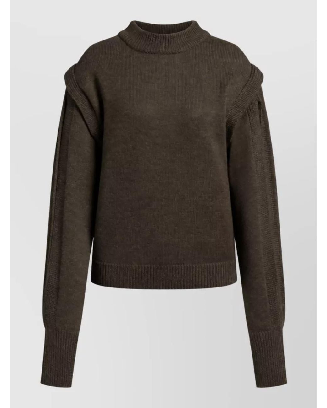 Alberta Ferretti Multicolor Virgin Wool Mock-Neck Layered Ribbed Sweater