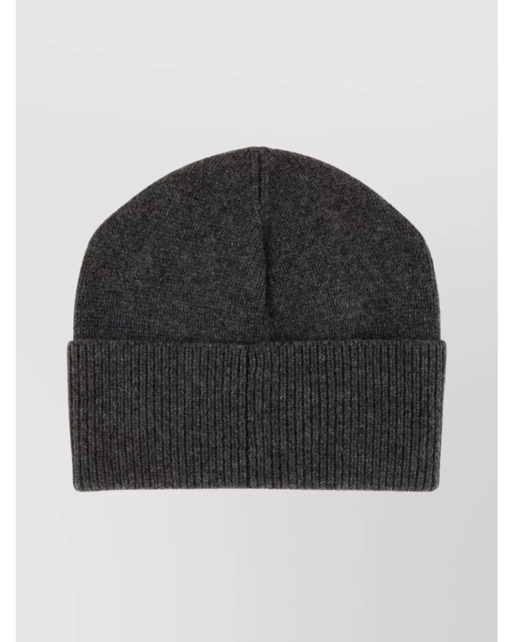 Patou Black Ribbed Knit Cashmere Wool Beanie