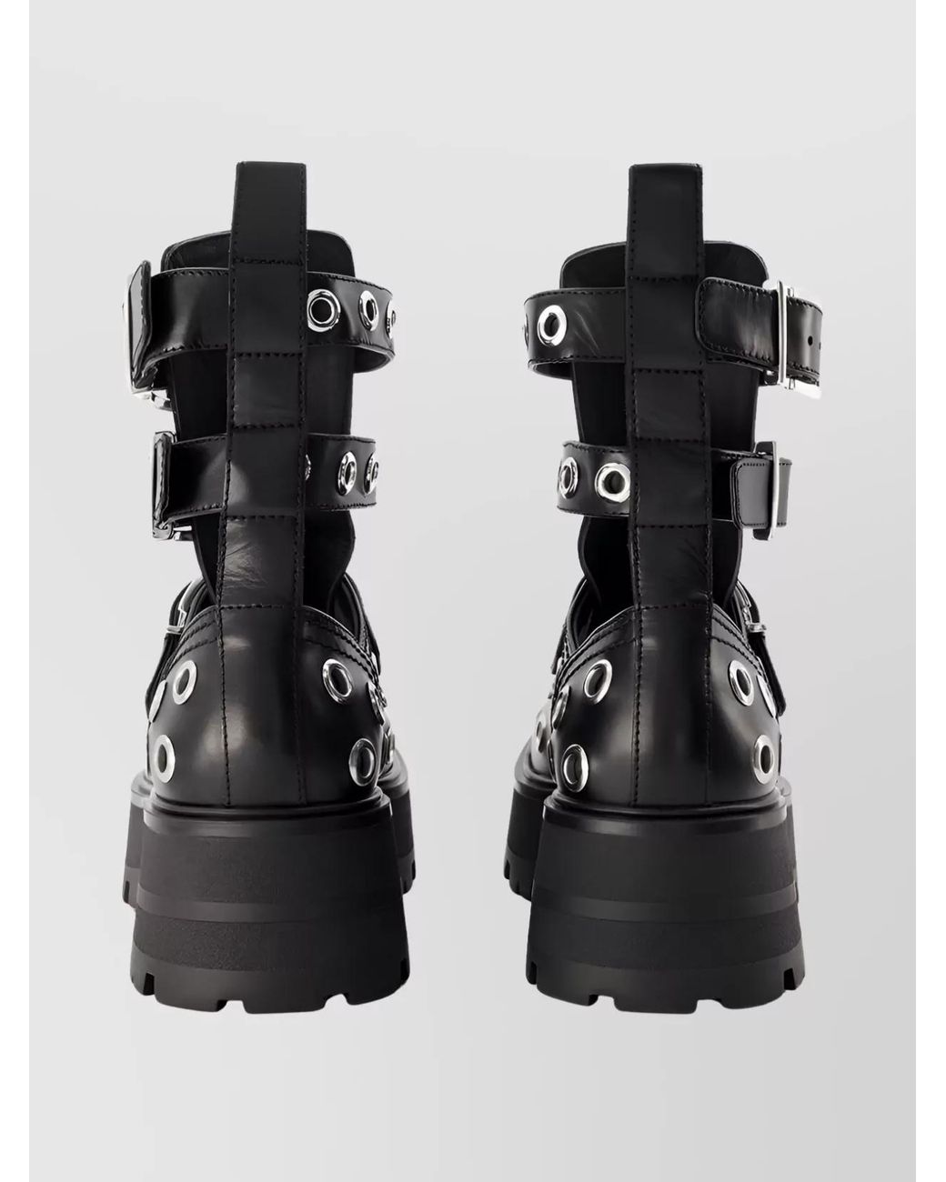 McQueen Black Leather Ankle Boots