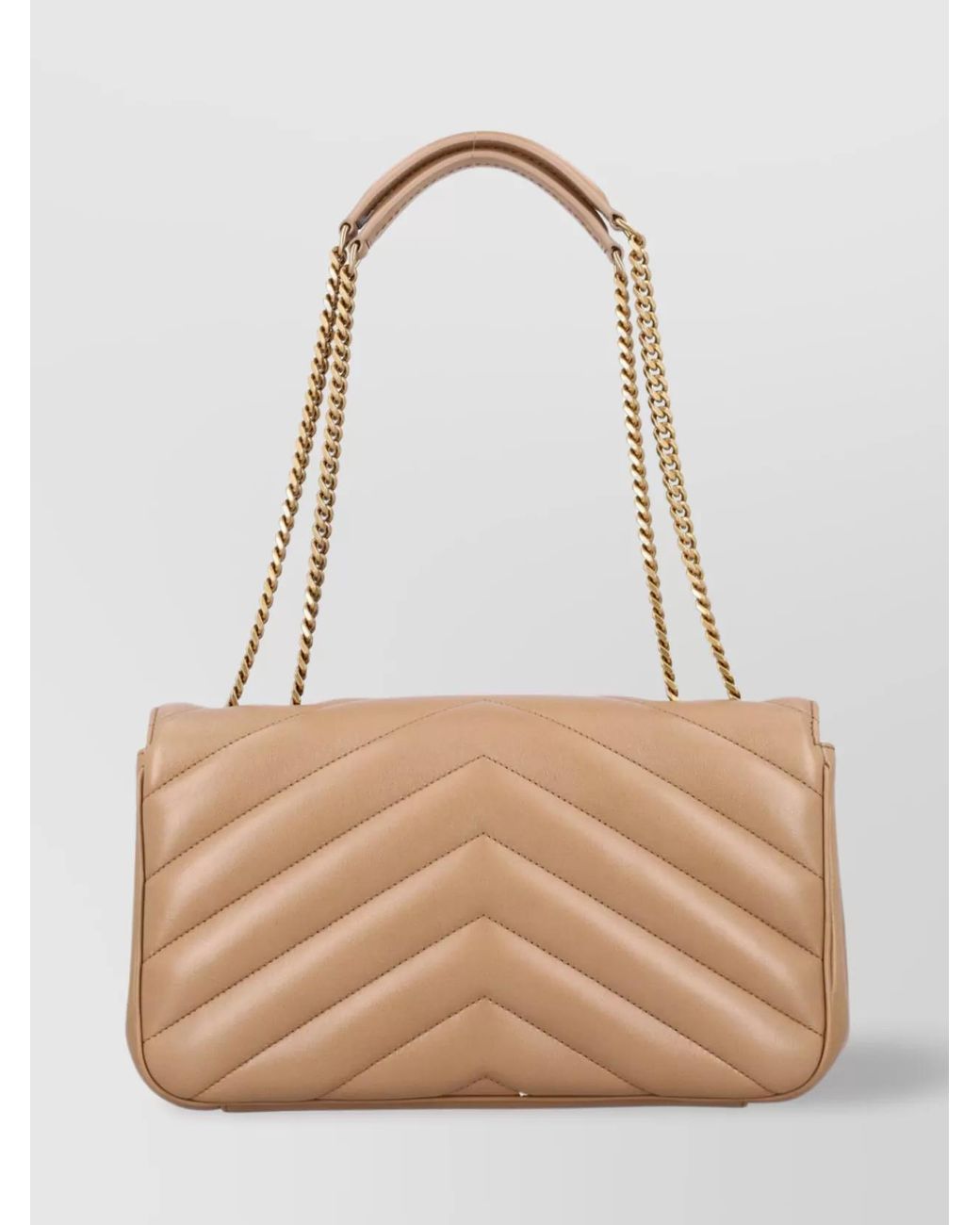 Saint Laurent Natural Loulou Medium Leather Quilted Shoulder Bag