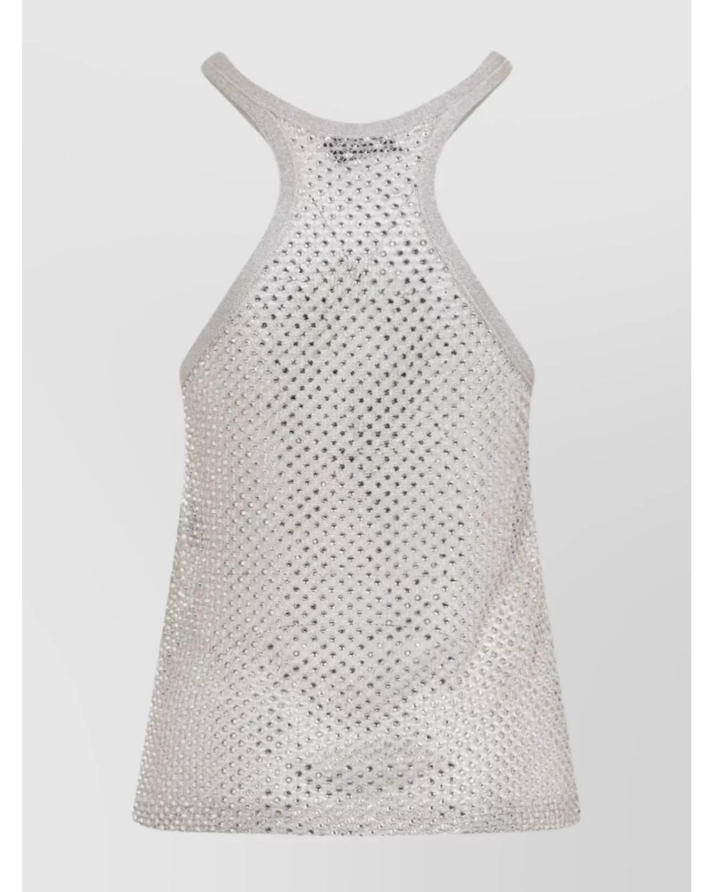 Tom Ford White Lurex Rhinestone Halterneck Top