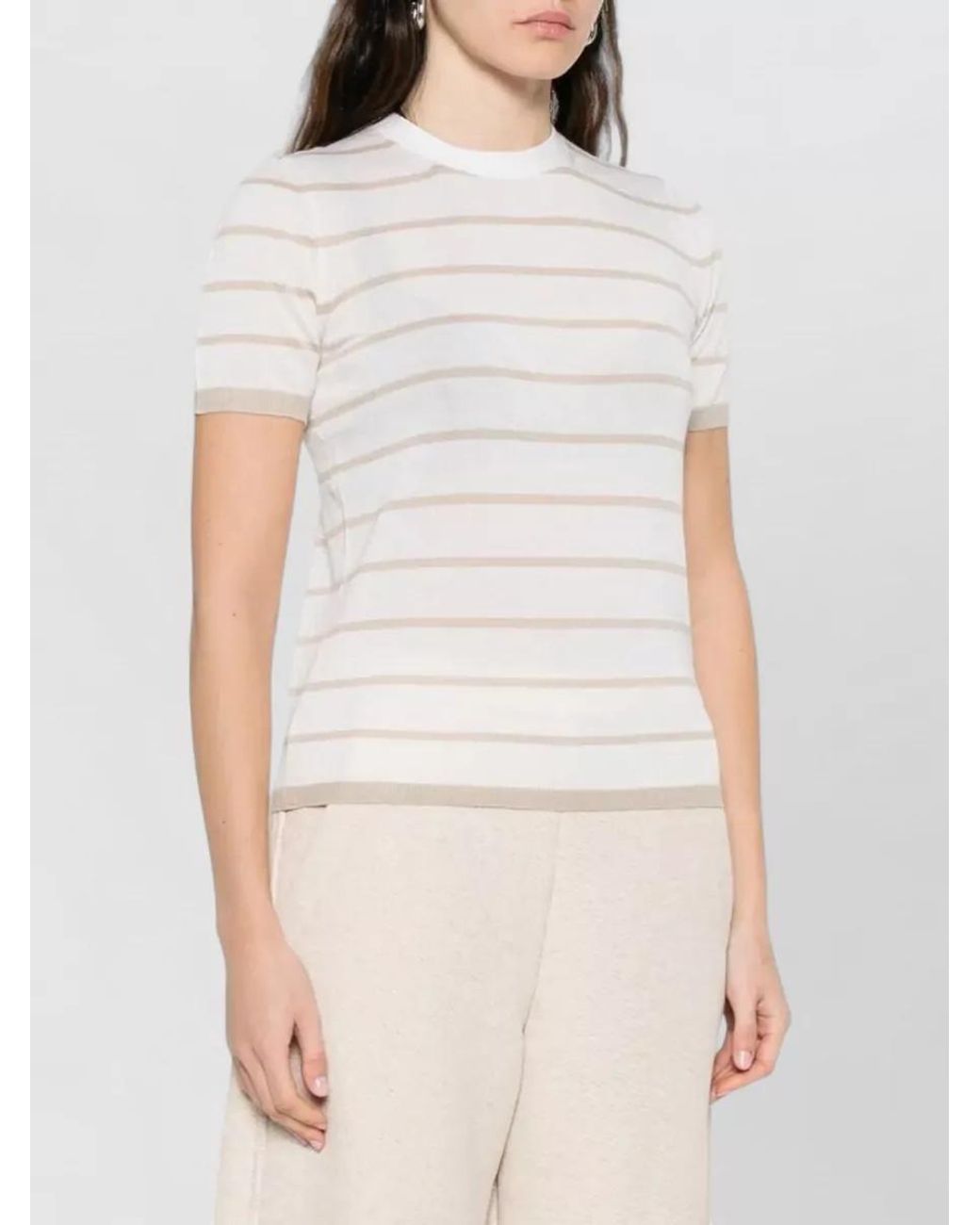Max Mara Gray Striped Cashmere Silk Sweater