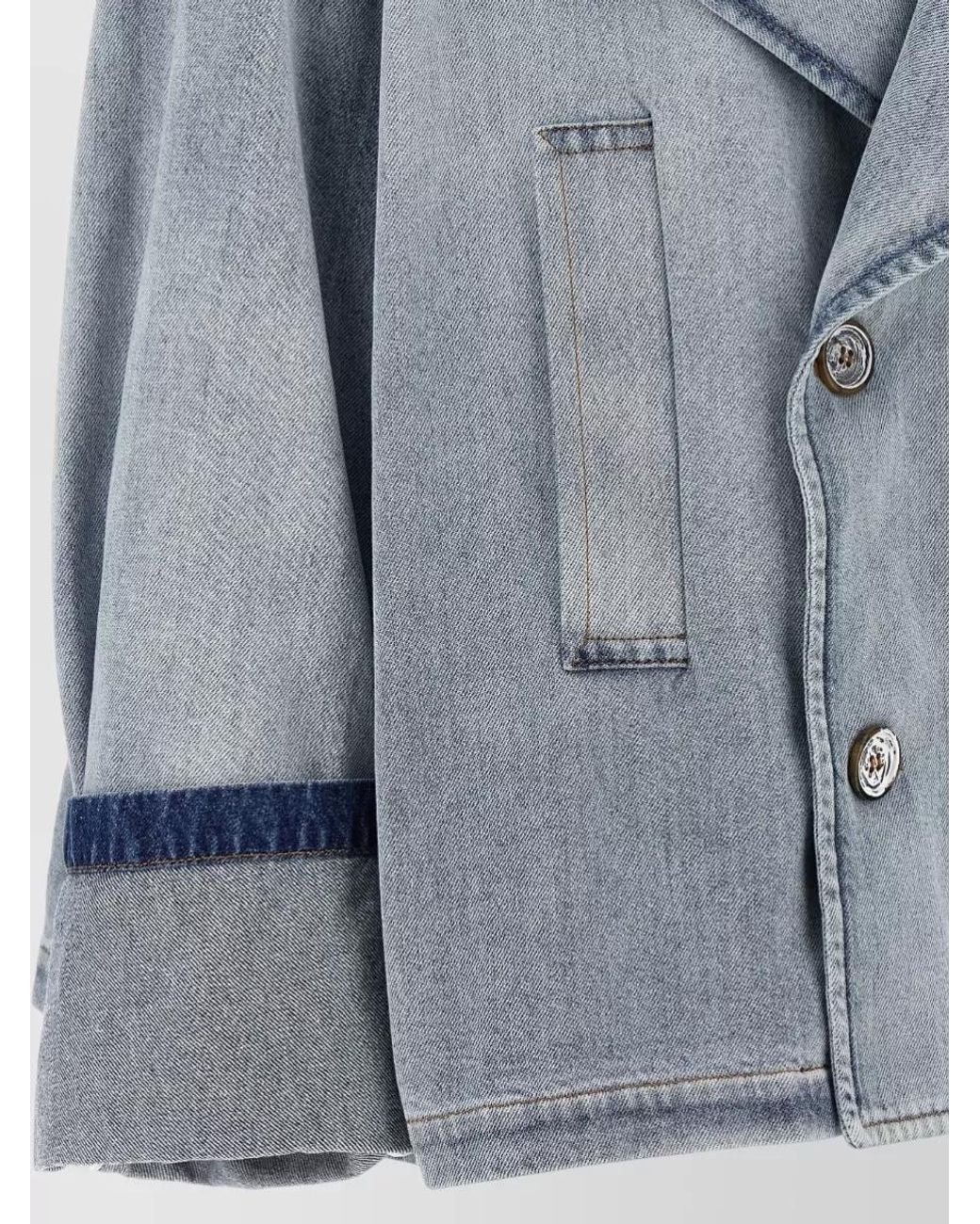 MM6 by Maison Margiela Blue Denim Paneled Double-Breasted Cropped Jacket