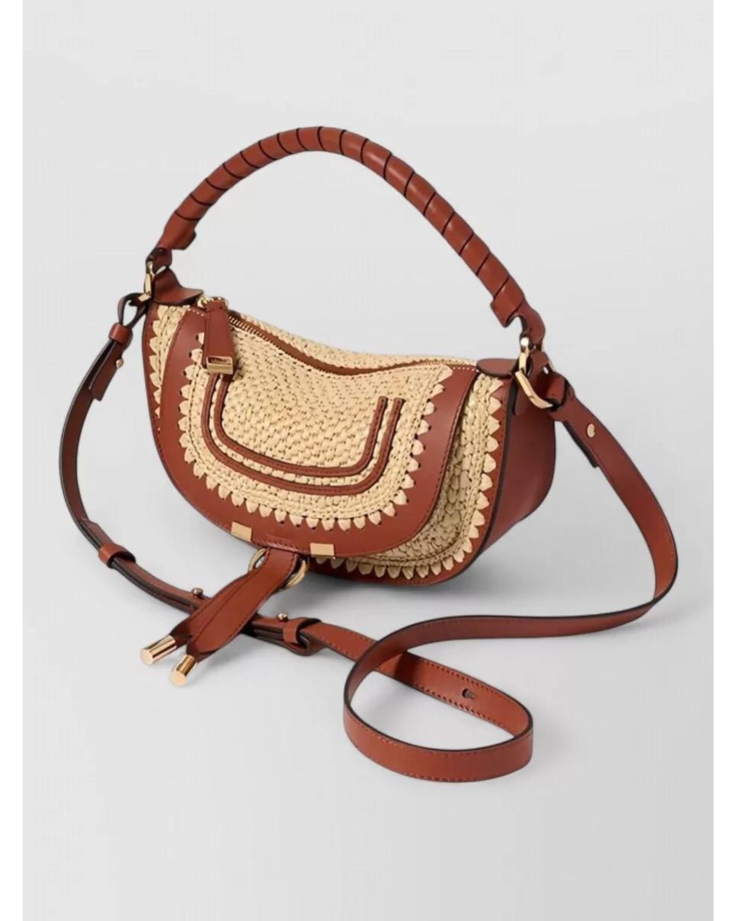 Chloé White Marcie Mini Raffia-Effect Clutch Bag