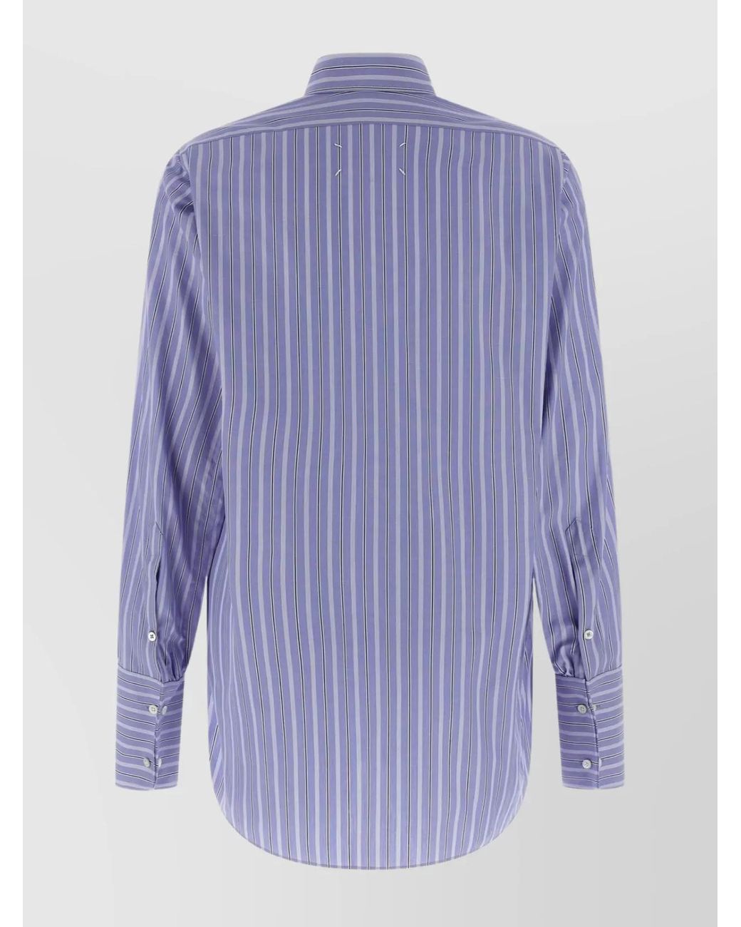 Maison Margiela Purple Striped Cotton Oversized Long-Sleeve Shirt