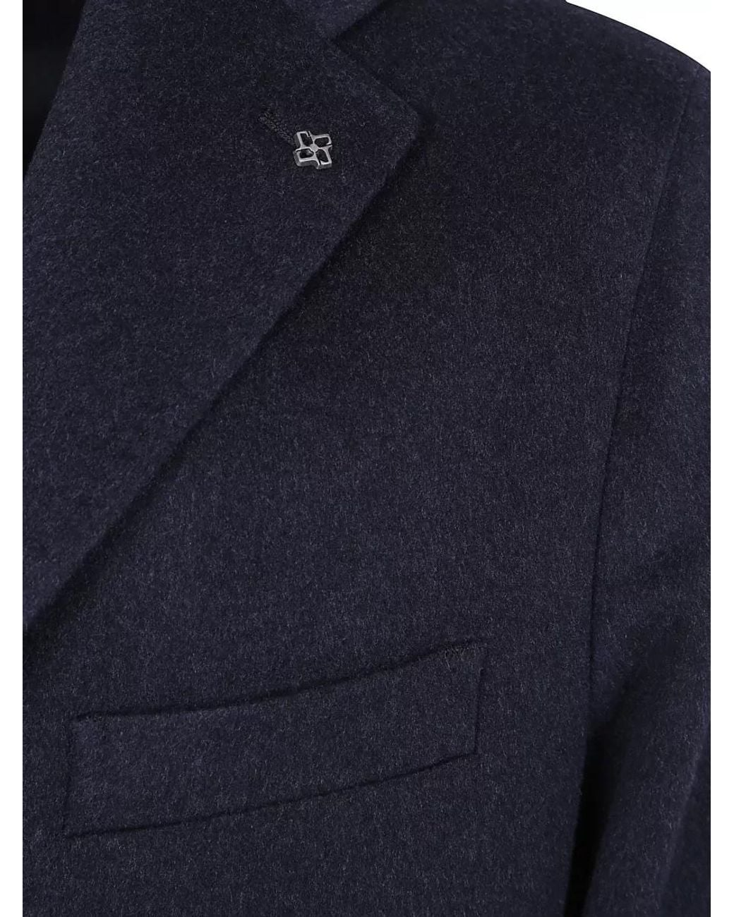 Tagliatore Blue Cashmere Wool Single-Breasted Coat for men