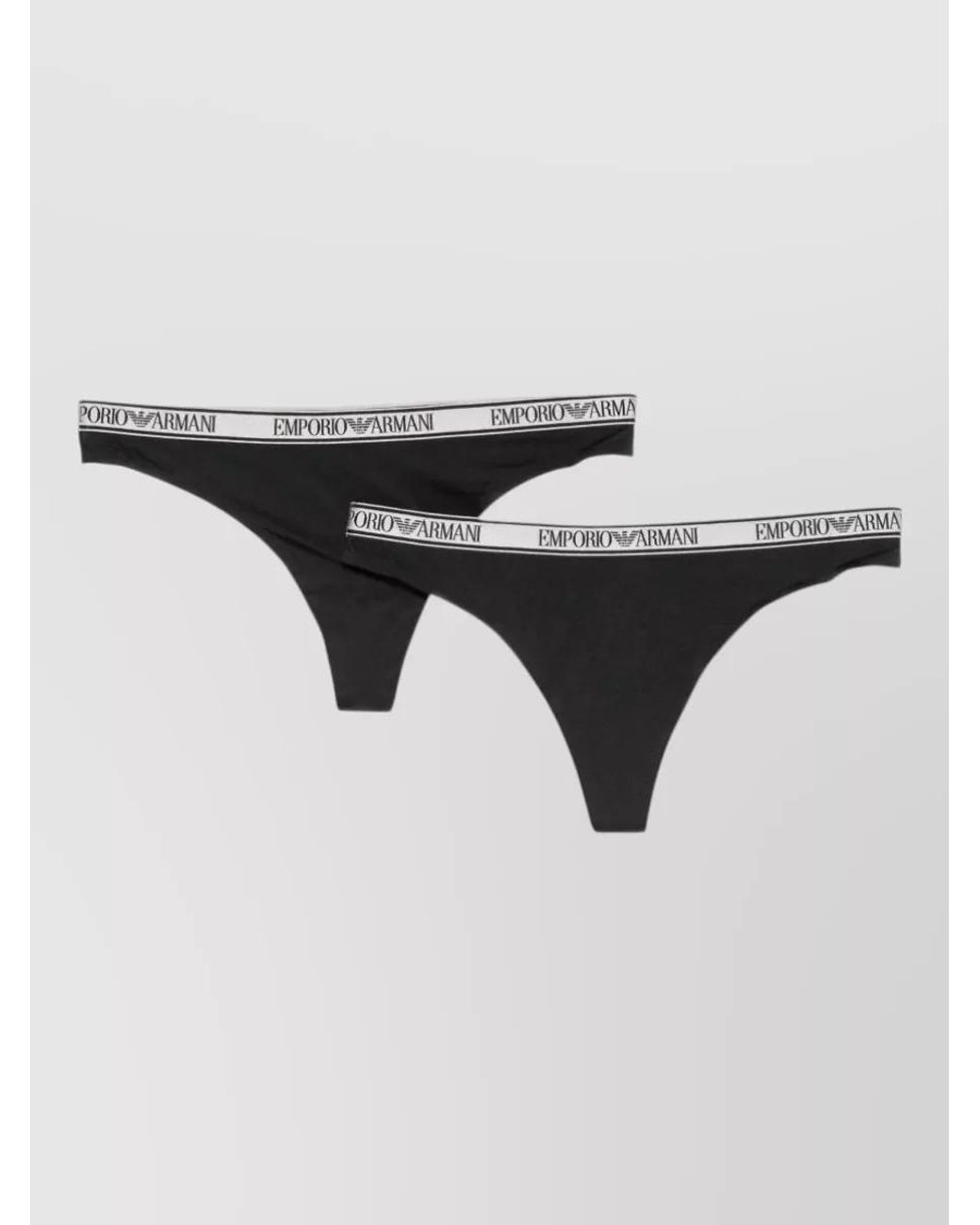 Emporio Armani Black Cotton High-Cut Thong Briefs