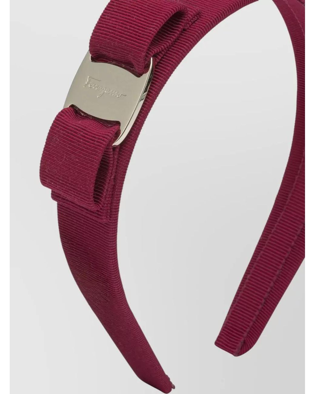 Ferragamo Pink Vara Ribbed Texture Bow Hairband