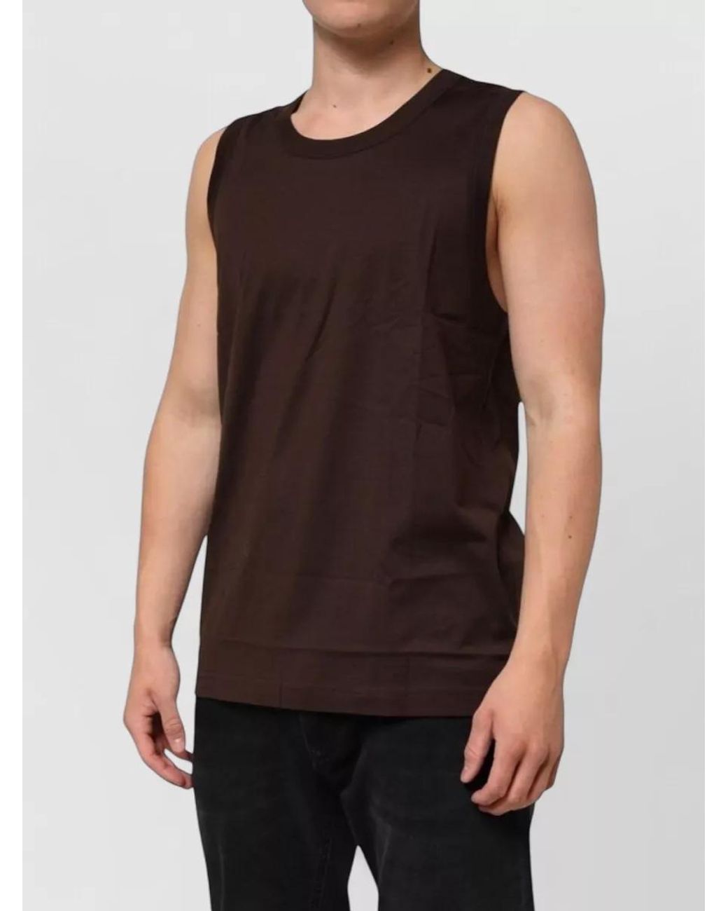 Dolce & Gabbana Black Cotton Sleeveless Tank Top for men
