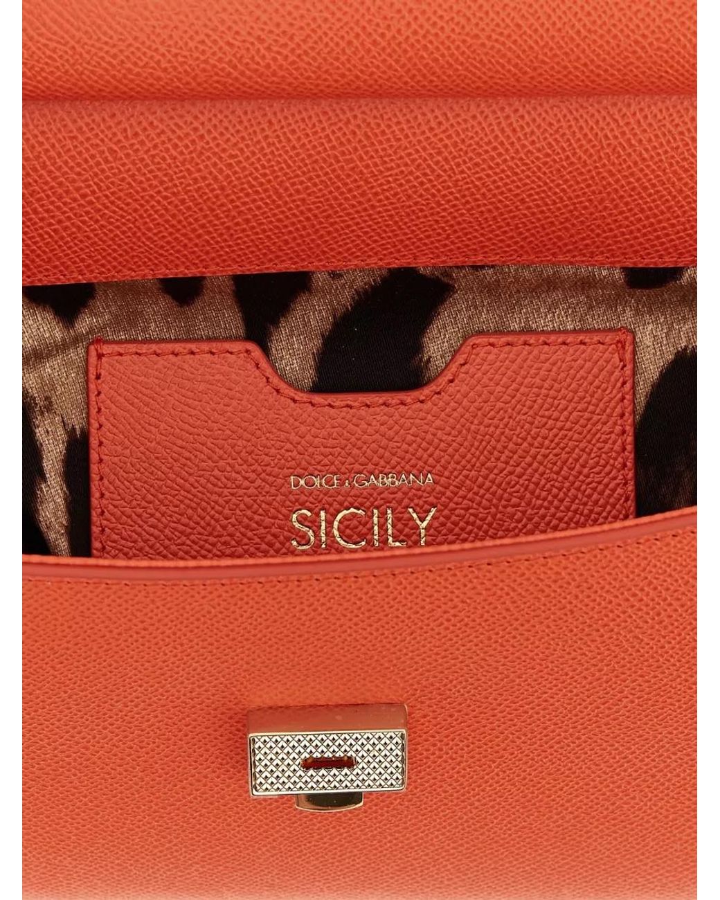 Dolce & Gabbana Orange Sicily Medium Leather Shoulder Bag