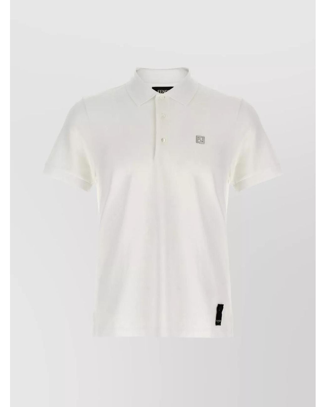 Fendi White Cotton Piqué Regular-Fit Short-Sleeve Polo Shirt for men