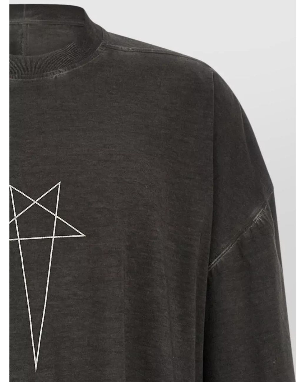 Rick Owens Black Cotton Oversized Printed T-Shirt for men