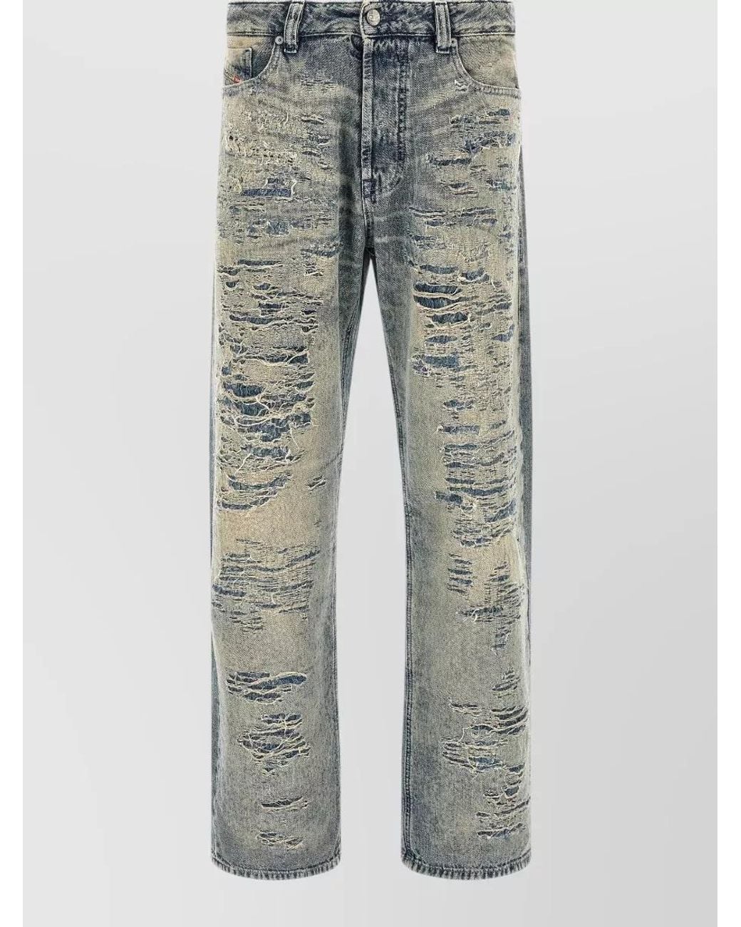 DIESEL Gray Denim Relaxed-Fit Straight-Leg Jeans for men