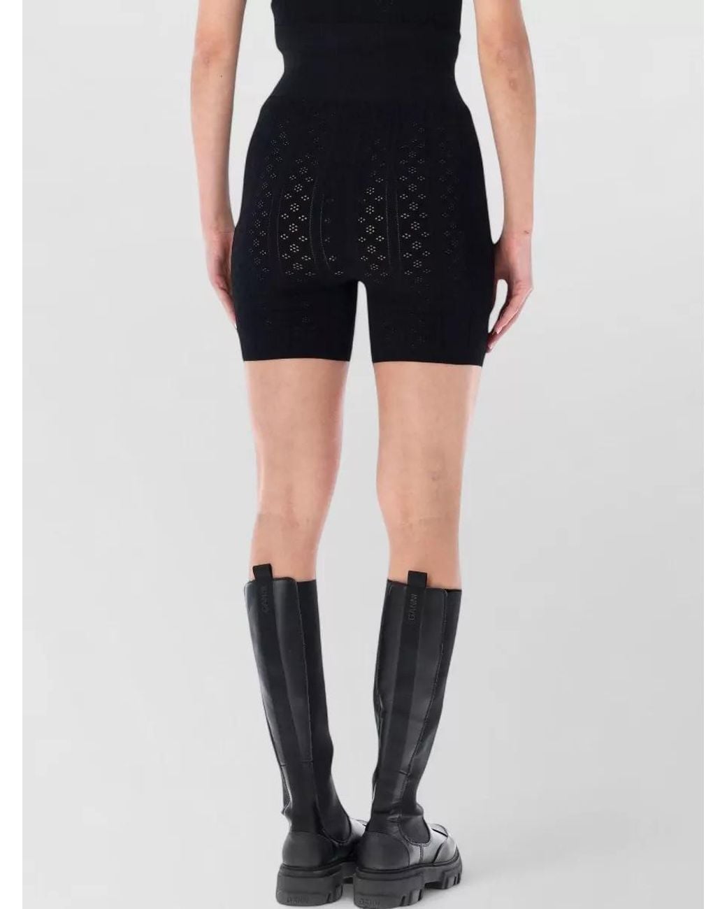 J.W. Anderson Black Pointelle Knit Fitted Cycle Shorts
