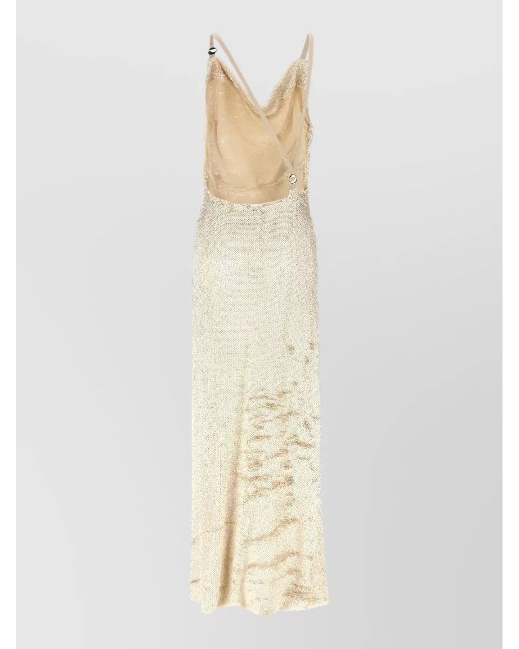 Coperni White Sequin Draped Sleeveless Maxi Dress