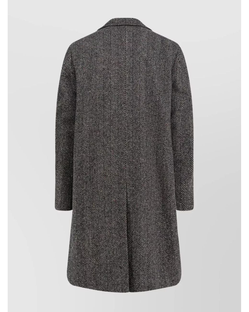 Givenchy Gray Wool Herringbone Single Breasted Coat for men