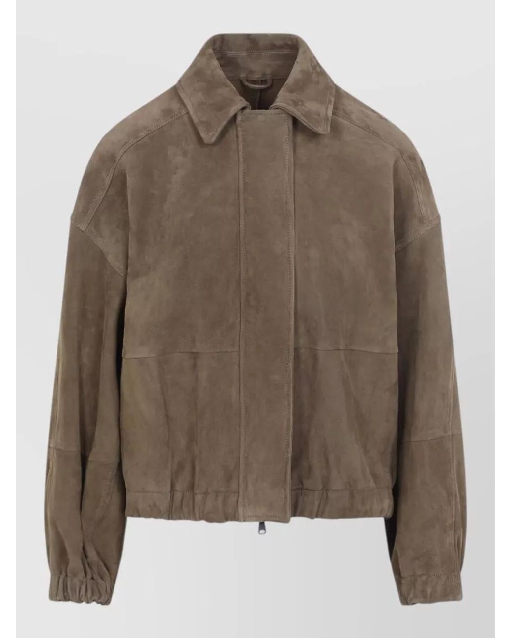 Brunello Cucinelli Brown Suede Leather Single Breasted Coat