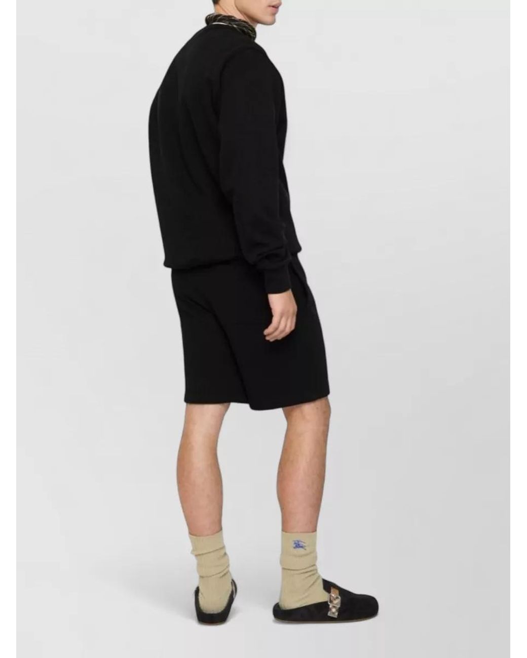 Burberry Black Cotton Logo Chino Shorts for men