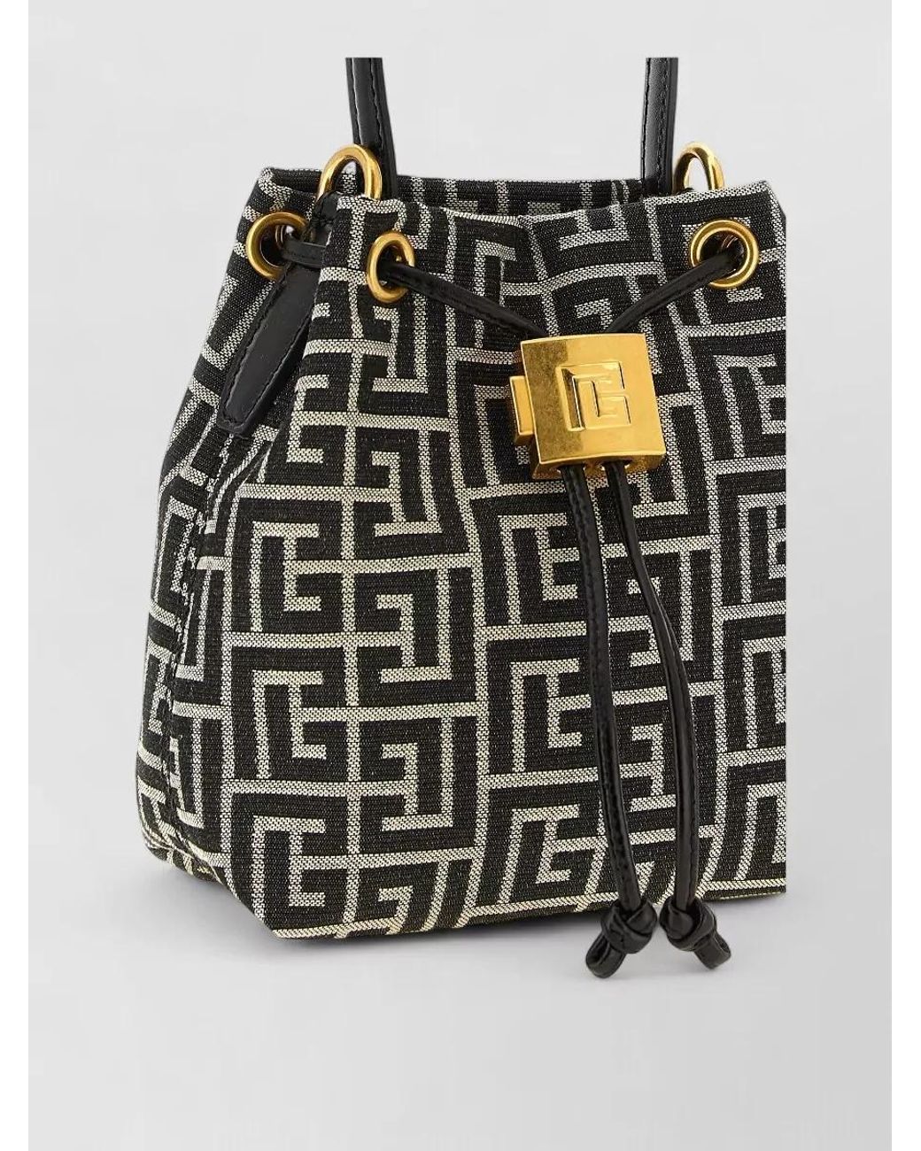 Balmain Black Pulse Mini Jacquard Bucket Bag