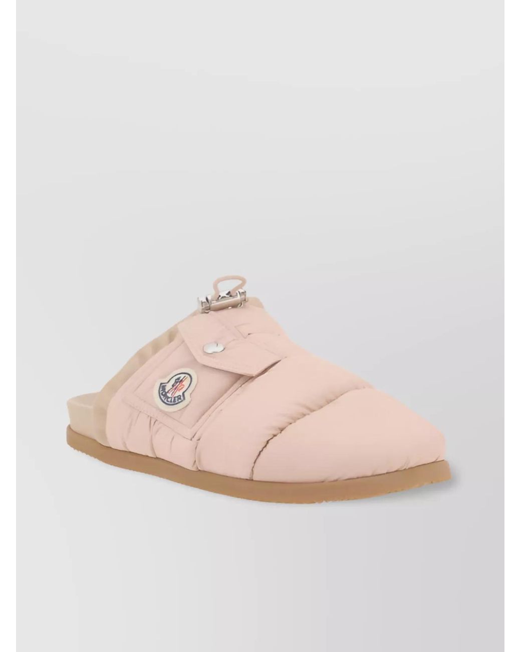 Moncler Pink Leather Padded Slippers