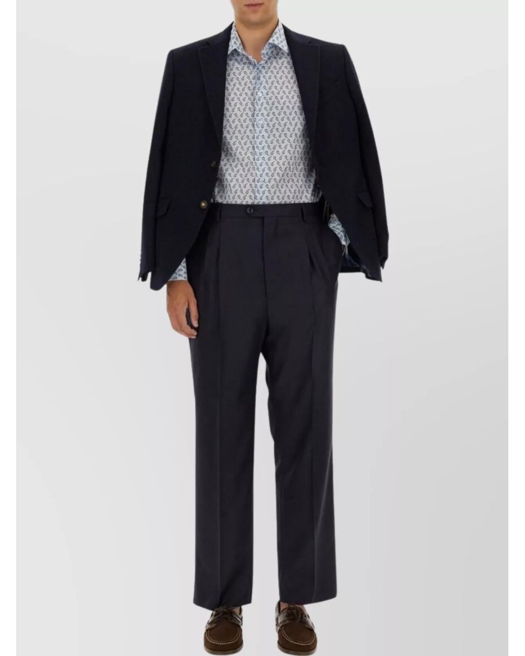 Etro Blue Wool Tailored Trousers for men