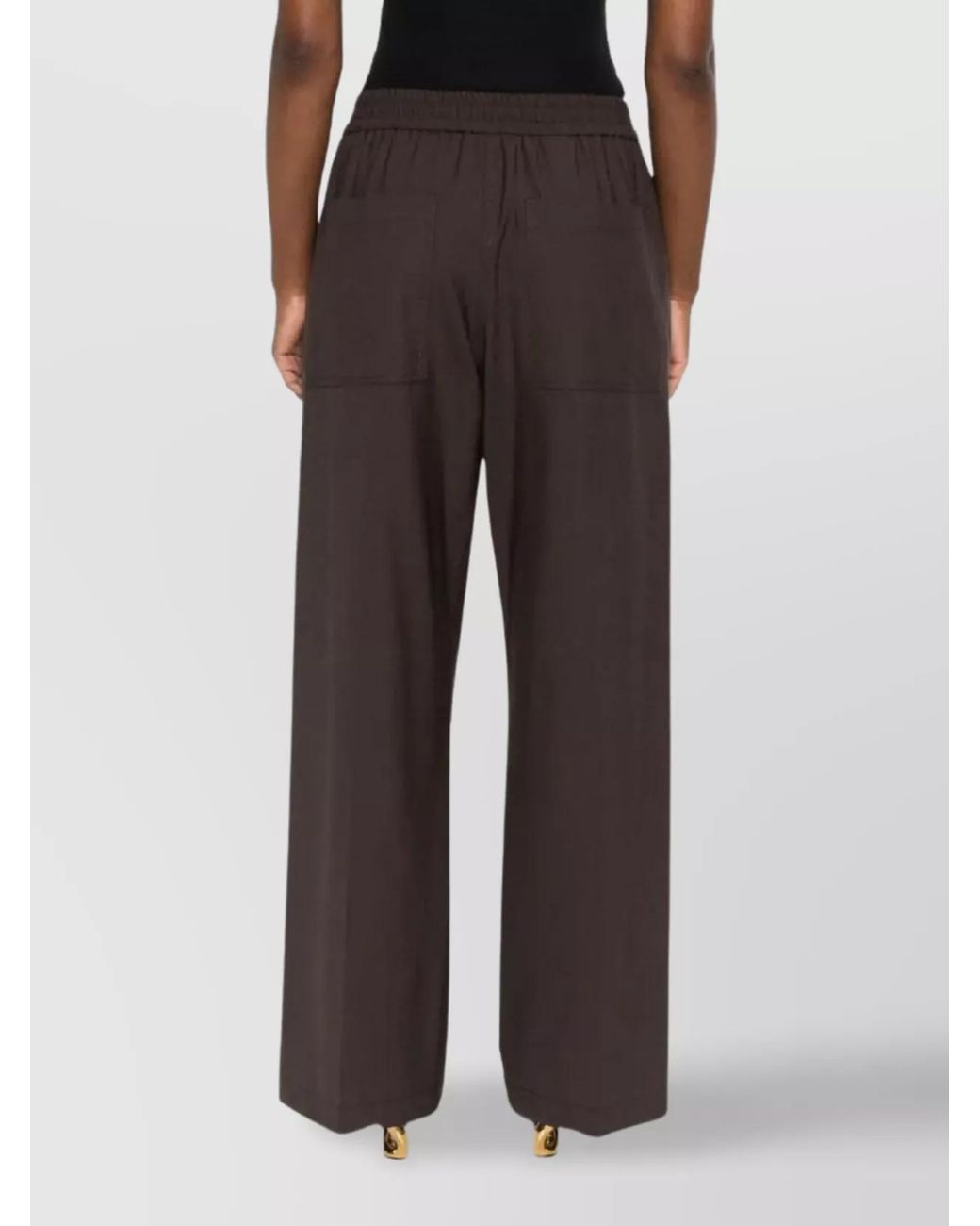 Brunello Cucinelli Gray Wide Leg Trousers Elastic Waistband
