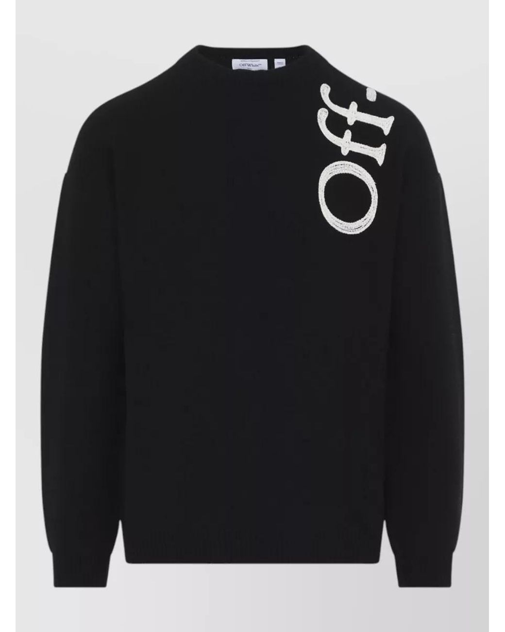 Off-White c/o Virgil Abloh Black Wool Logo-Intarsia Crewneck Sweater for men