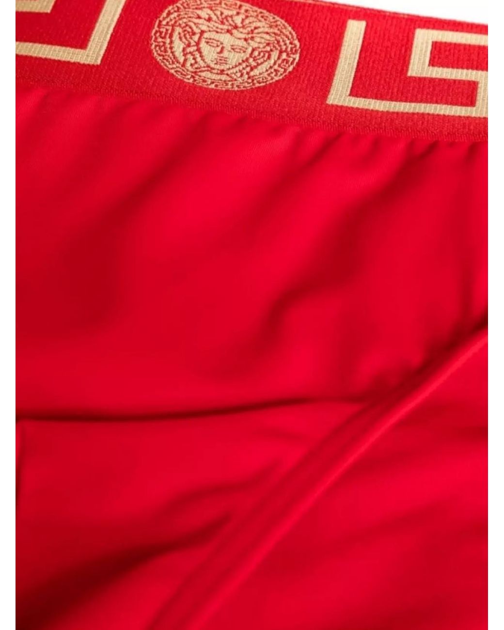 Versace Red Logo Waistband Swimming Trunks for men