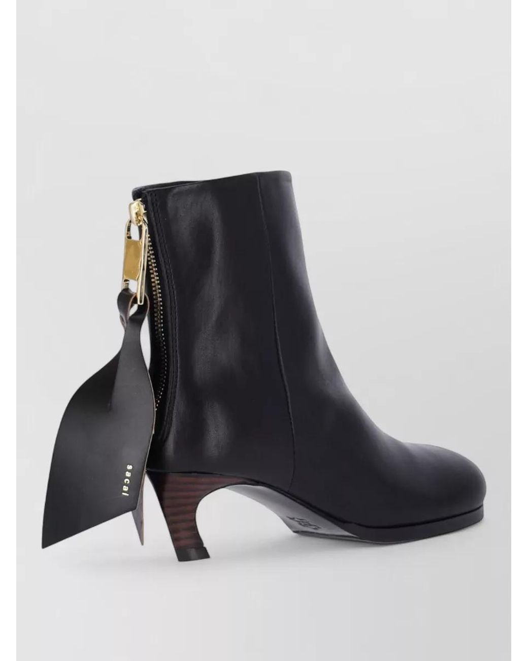 Sacai Black Leather Ankle Boots