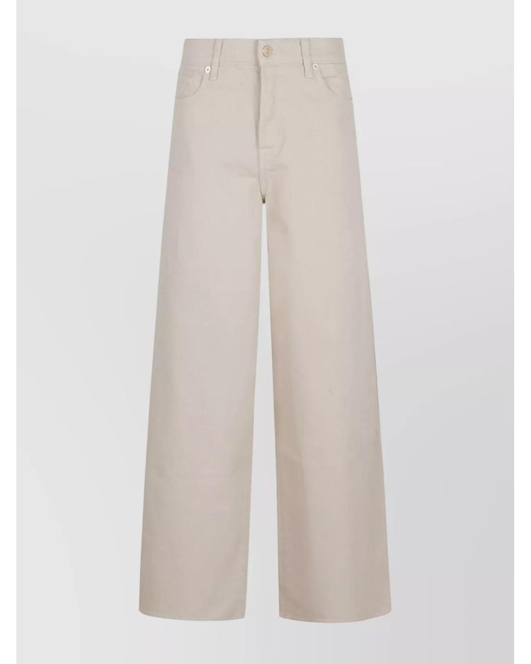 7 For All Mankind White Denim High-Rise Wide-Leg Jeans
