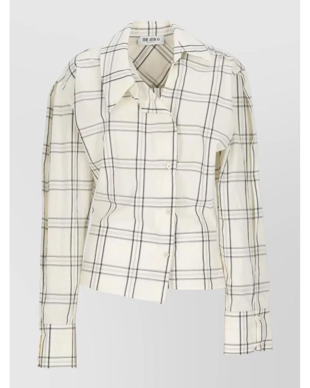 The Attico Natural Checked Oversized Cotton Shirt
