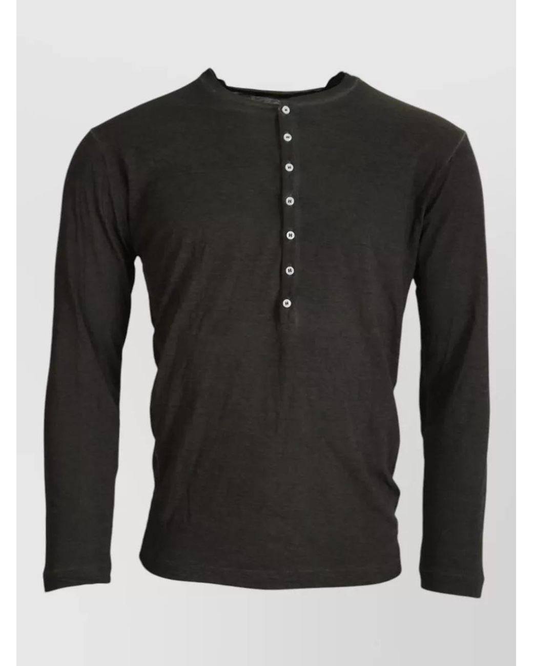 DSquared² Black Cotton Linen Long-Sleeve Henley T-Shirt for men