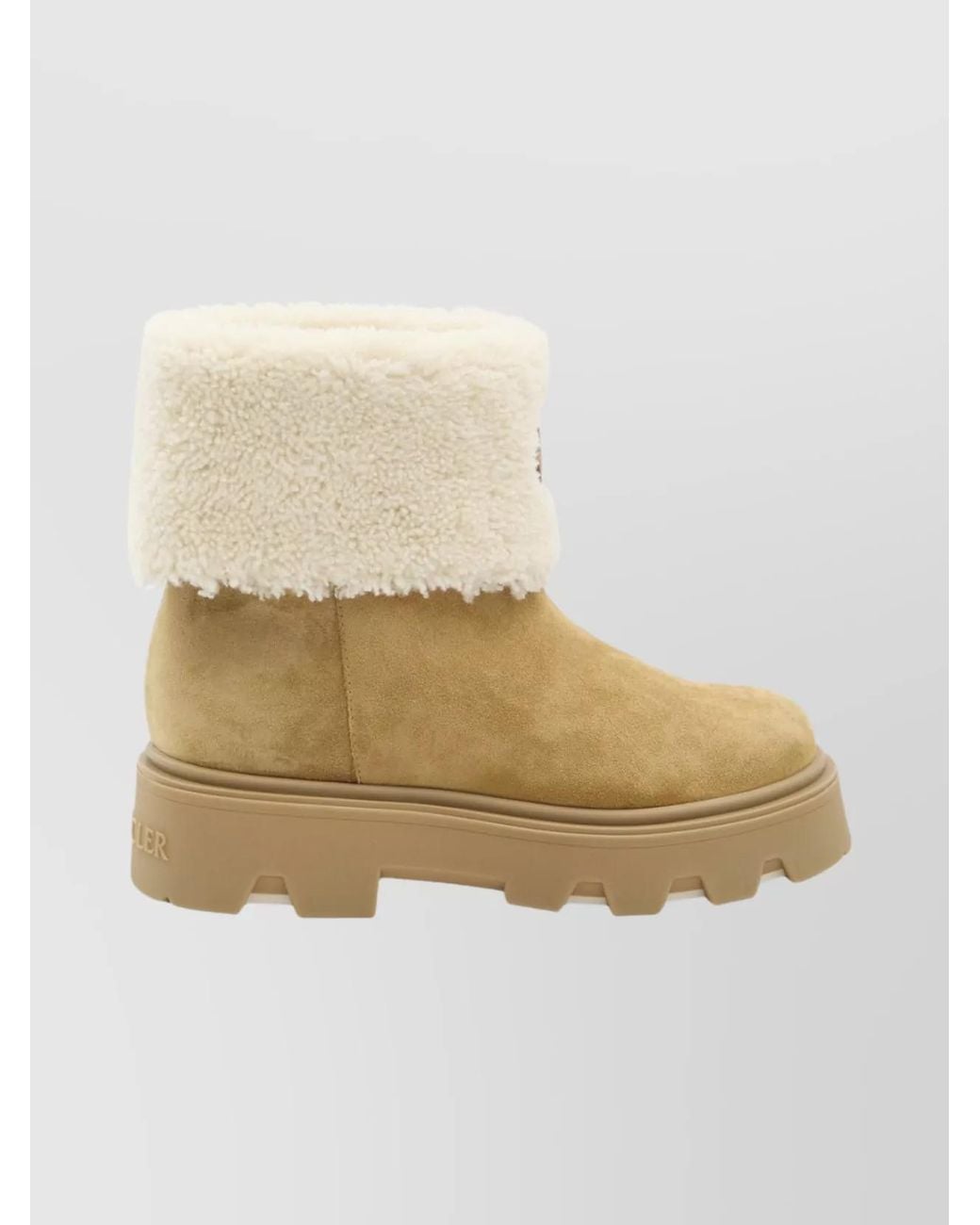 Moncler Natural Shearling And Leather Ankle Boots