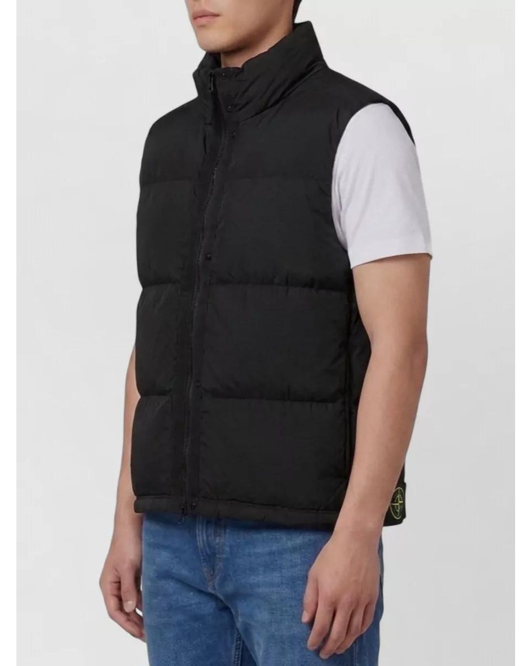 Stone Island Black Padded Zip-Up Vest for men