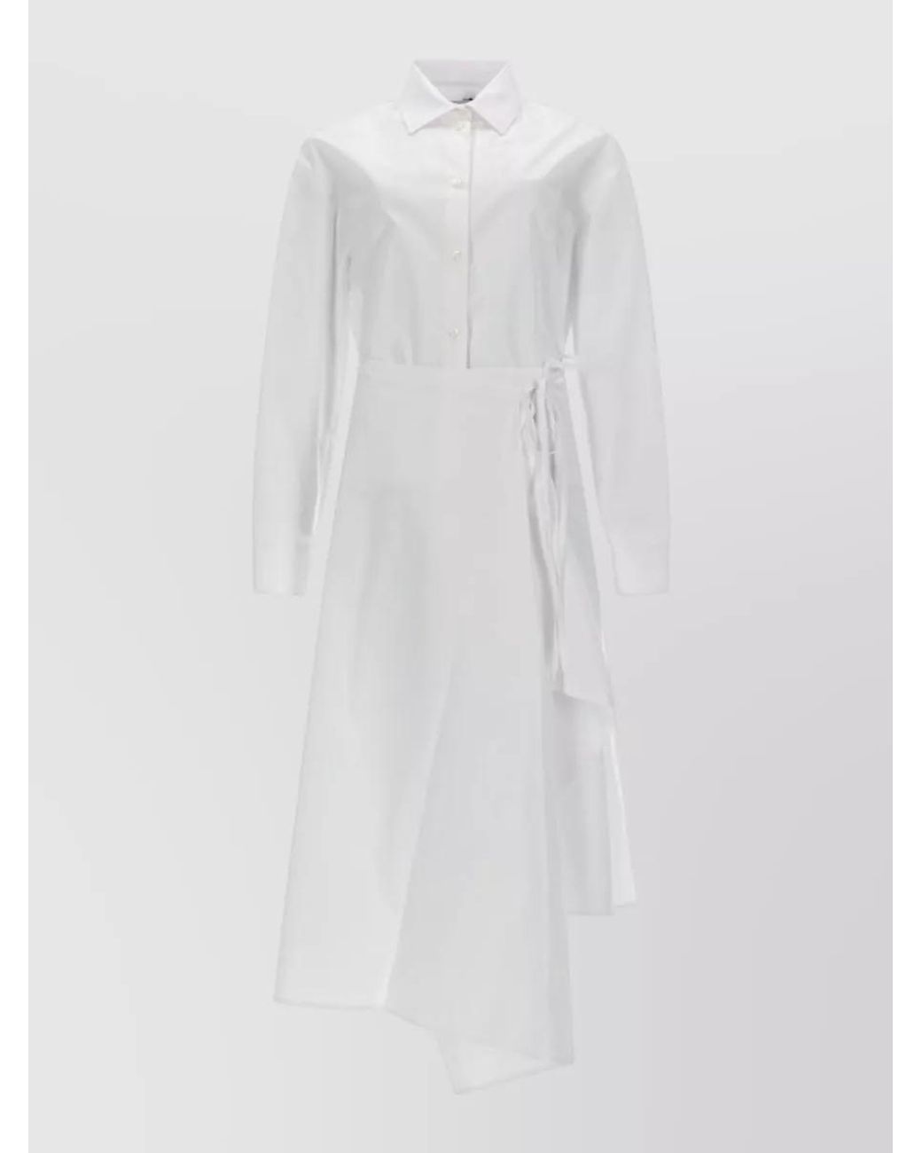 MSGM White Cotton Wrap Midi Dress