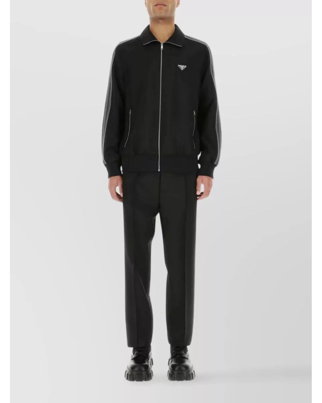 Prada Black Mohair Wool Straight-Leg Trousers for men