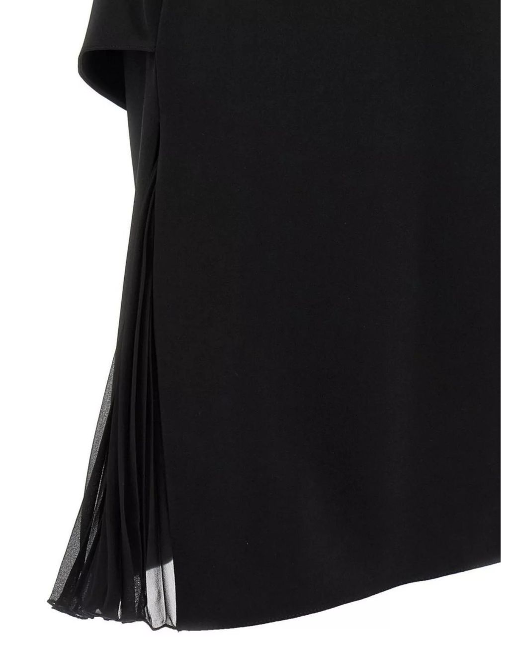 Courreges Black Infinity Pleats A-Line Embroidered Logo Scoop Neck Asymmetric Hem Knee-Length Dress