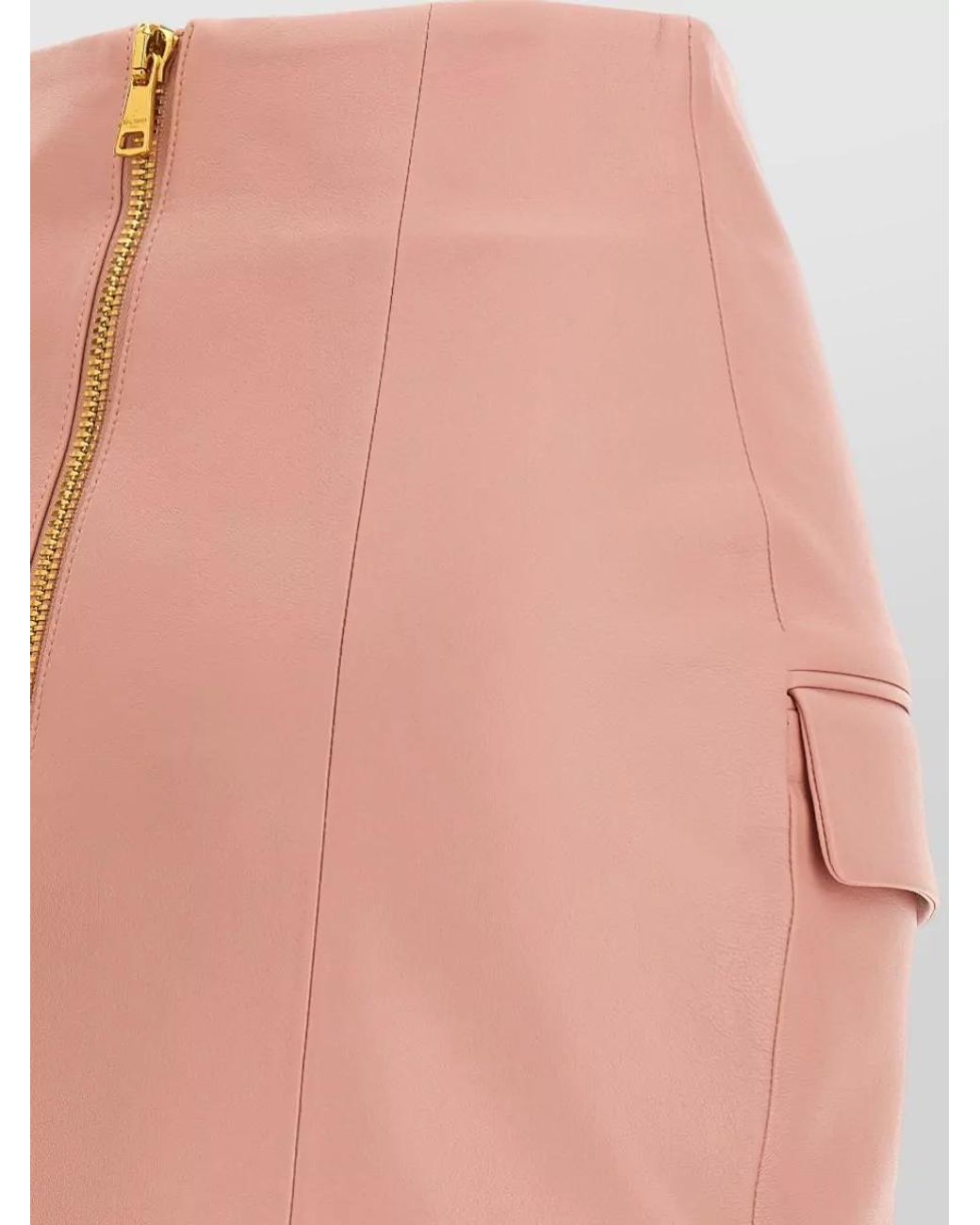 Balmain Pink Leather High-Waisted Skirt