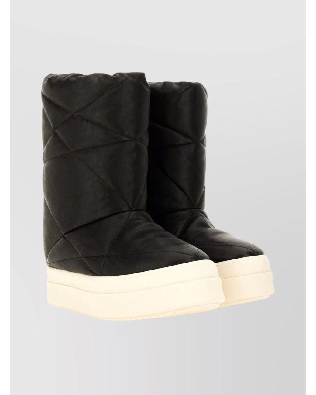 Rick Owens Black Leather Quilted Down Ankle Boots for men
