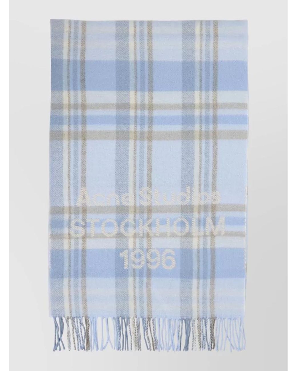 Acne Blue Checked Wool Cashmere Scarf