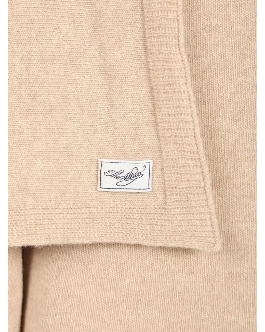 The Attico Natural Wool Draped-Scarf Roll-Neck Sweater