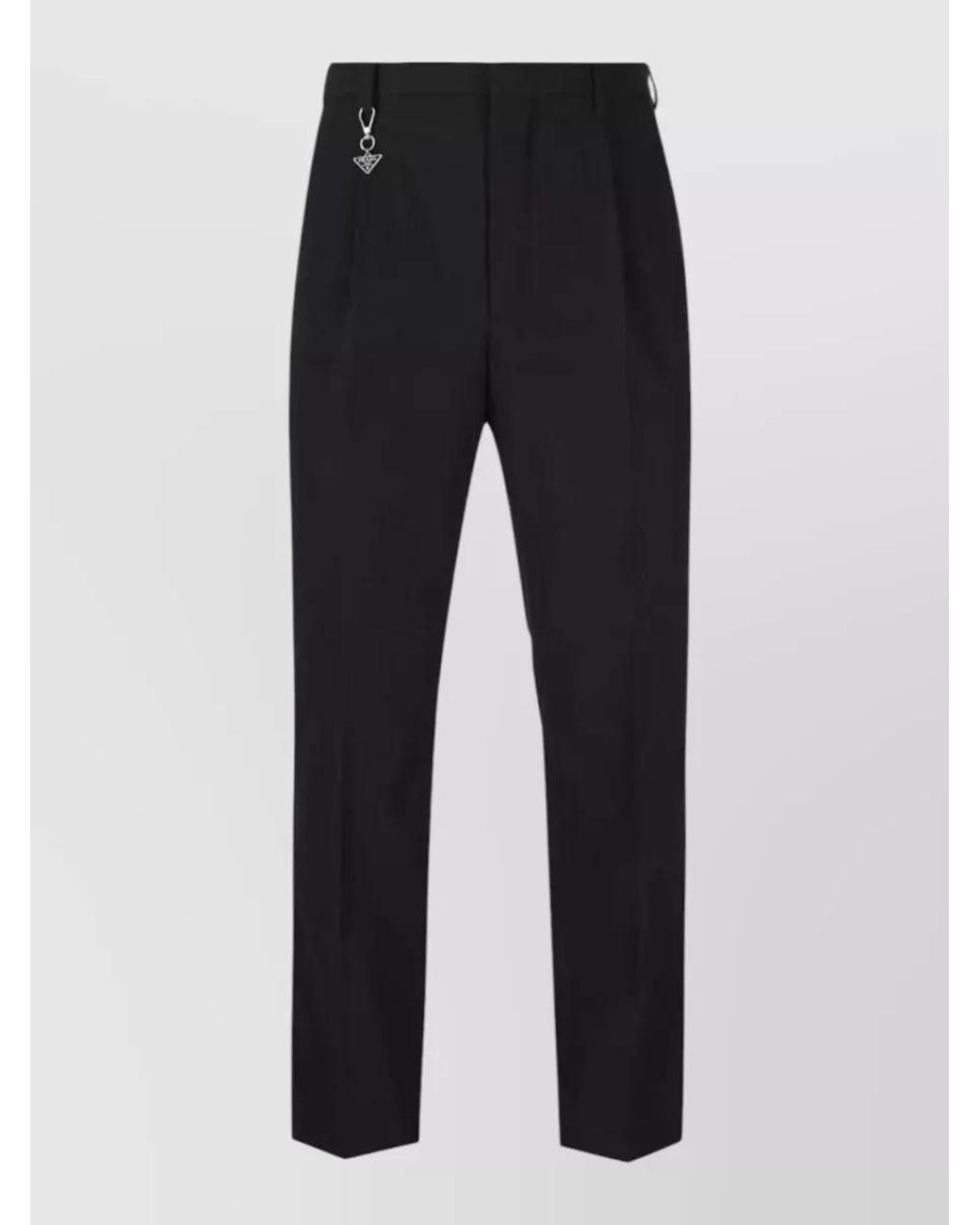 Prada Black Cotton Tapered Tailored Trousers for men