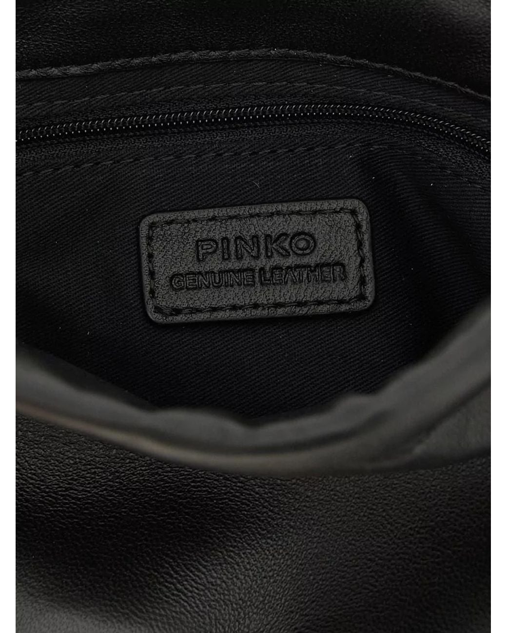 Pinko Black Flower Leather Pouch