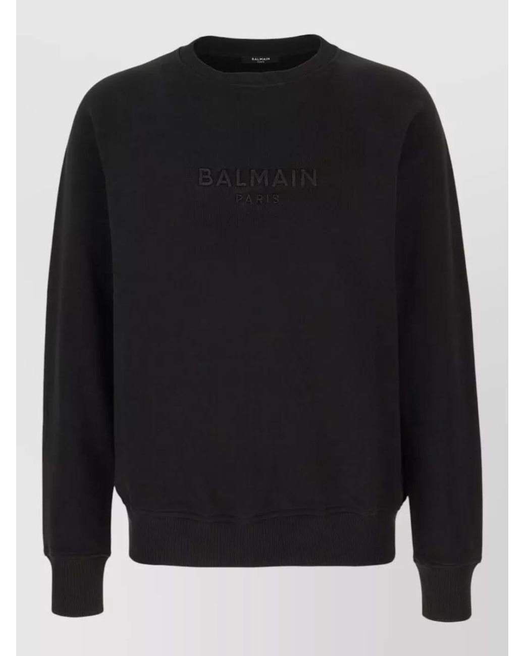 Balmain Black Cotton Logo-Embroidered Crewneck Sweatshirt for men