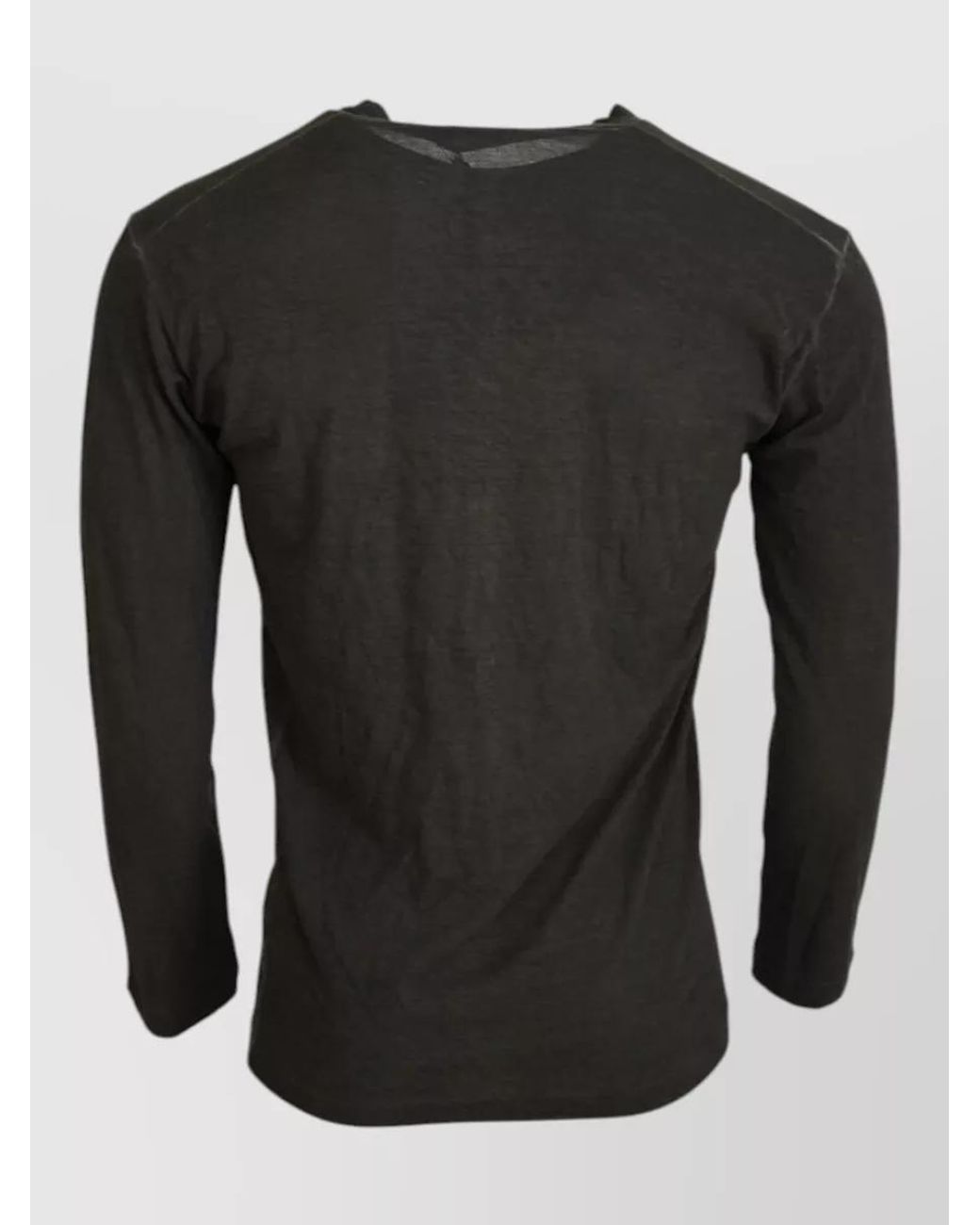 DSquared² Black Cotton Linen Long-Sleeve Henley T-Shirt for men