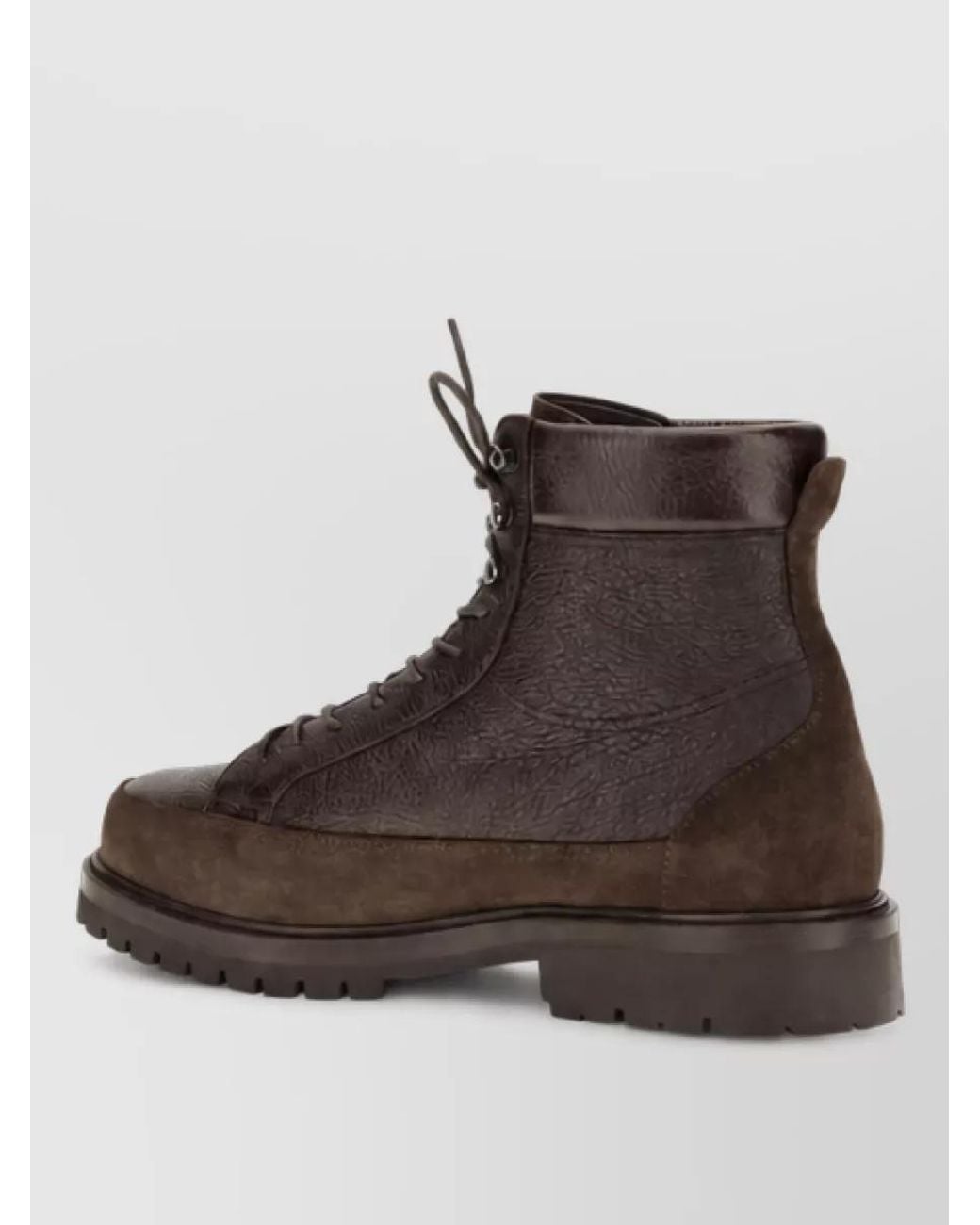 Brunello Cucinelli Brown Deer Leather Lace-Up Boots for men