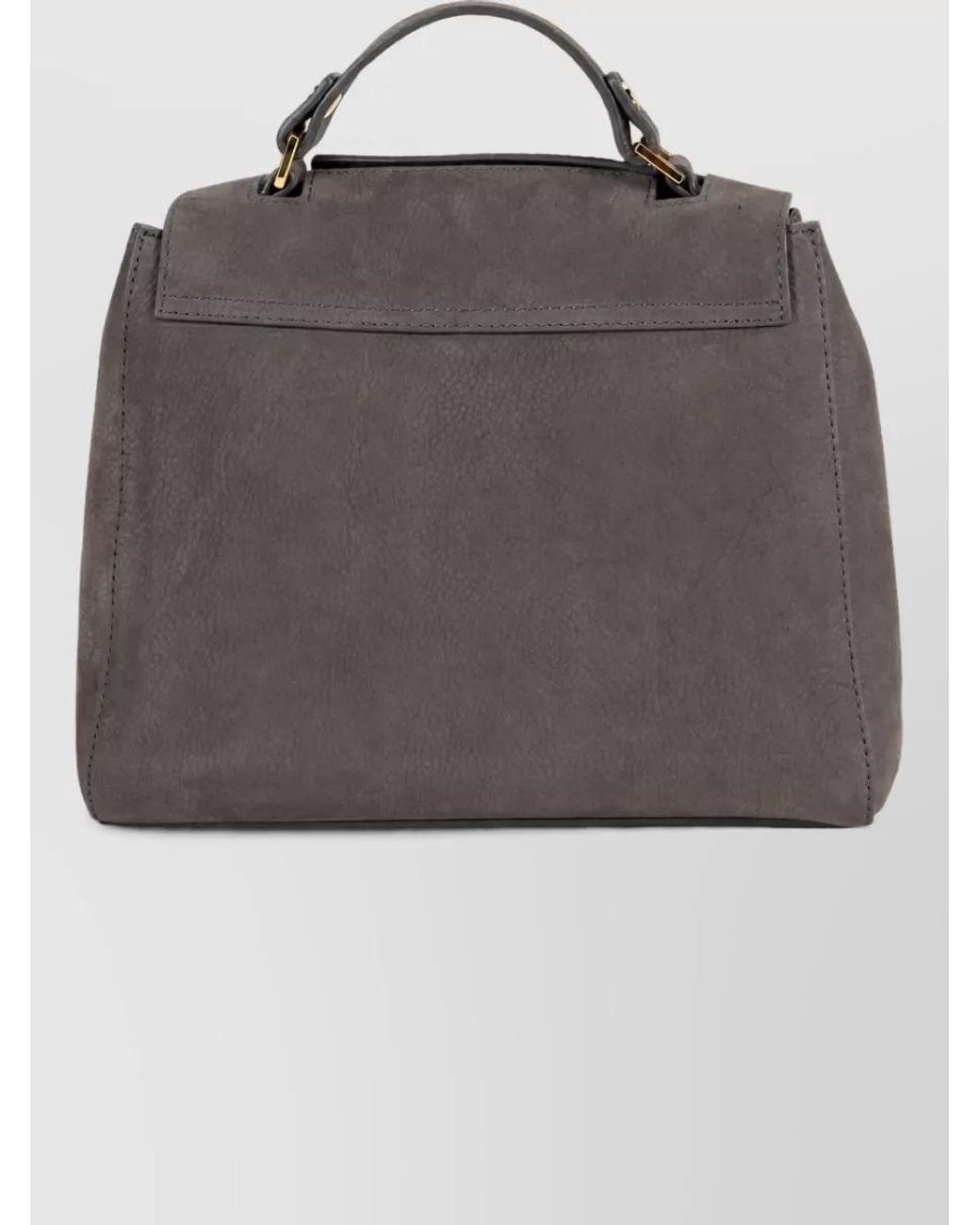 Orciani Gray Leather Shoulder Bag