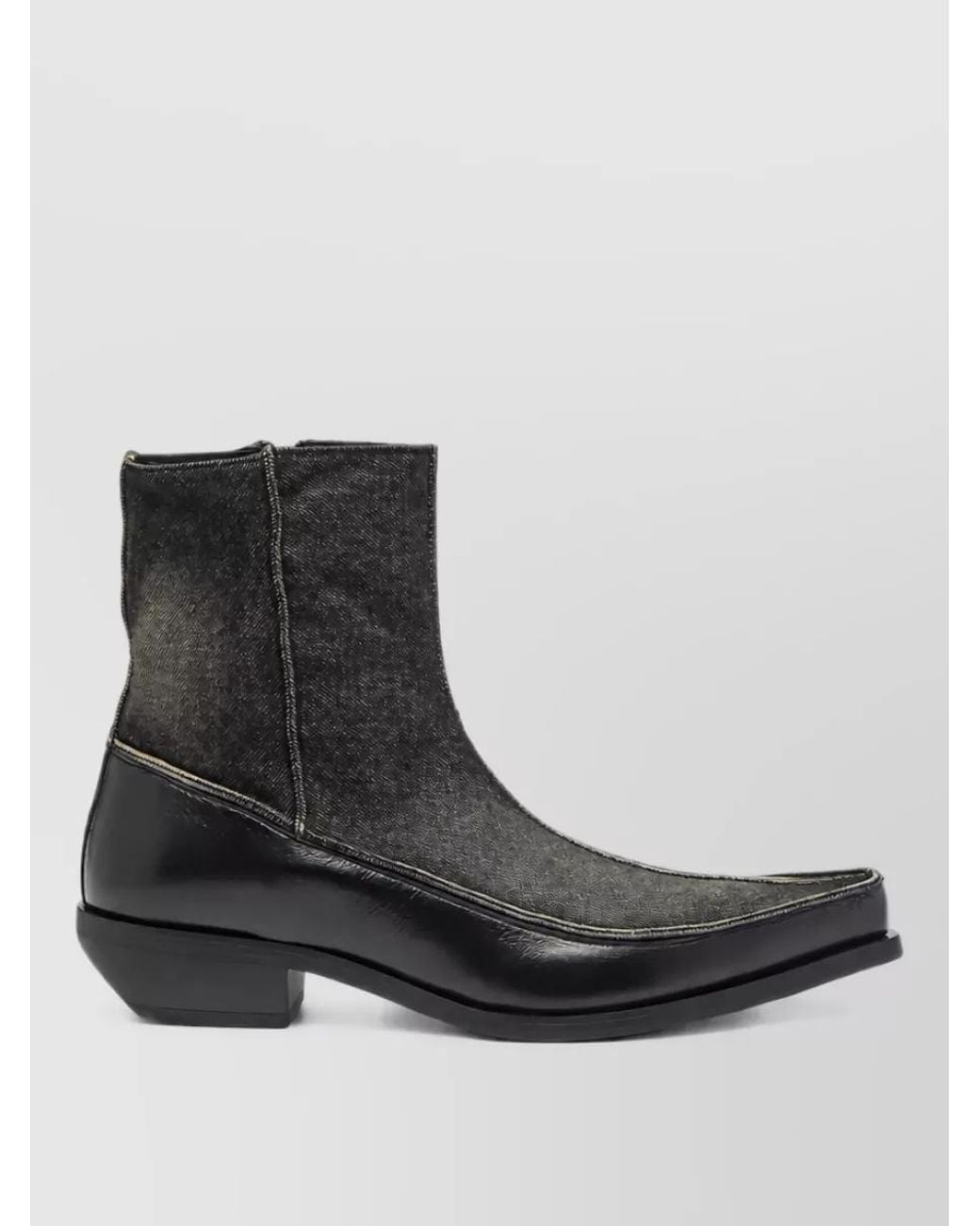 DIESEL Black Leather Ankle Boots for men