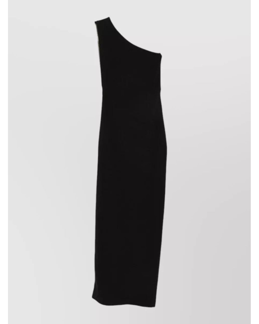 Elisabetta Franchi Black Fine-Knit One-Shoulder Sleeveless Maxi Dress