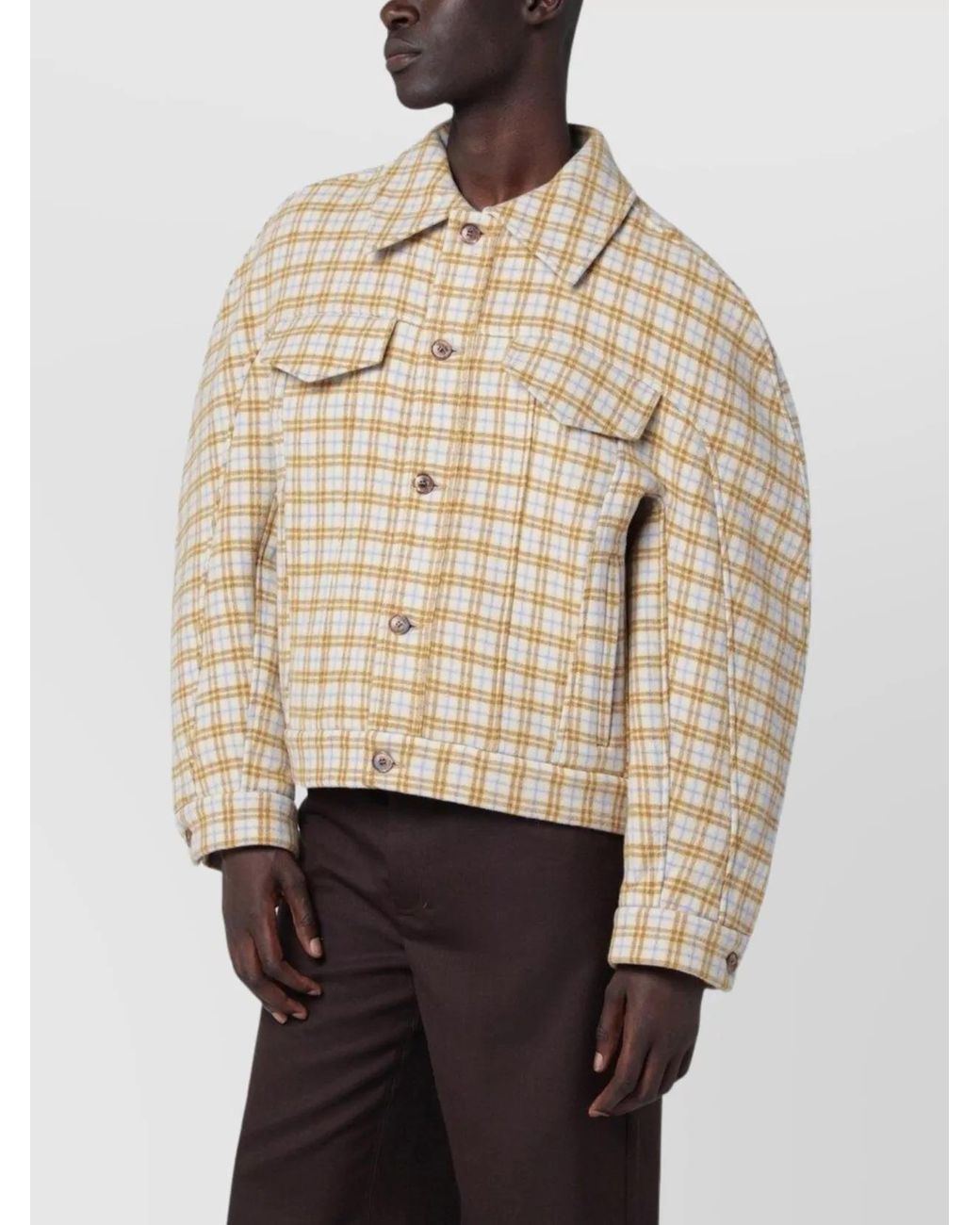 Séfr Natural Checked Single-Breasted Coat for men
